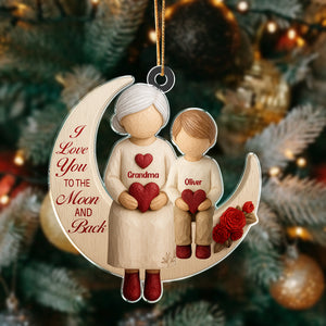 Personalized Gift Grandparents With Grandkids Moon Love Acrylic Ornament LM32 895623