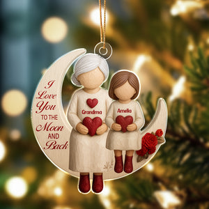 Personalized Gift Grandparents With Grandkids Moon Love Acrylic Ornament LM32 895623