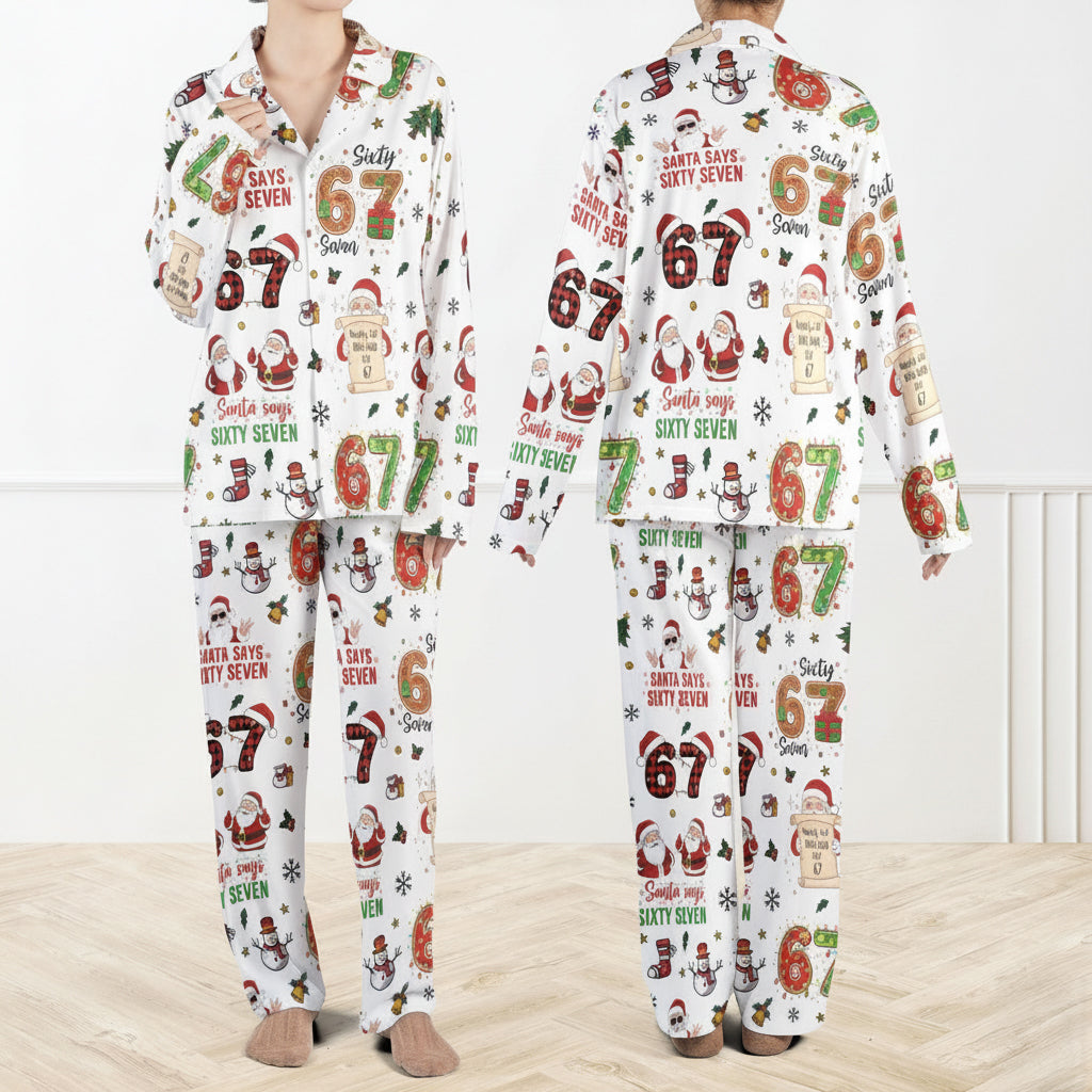 Santa Says Six Seven Meme Christmas Pajamas Set For Women and Kids LM32 897365