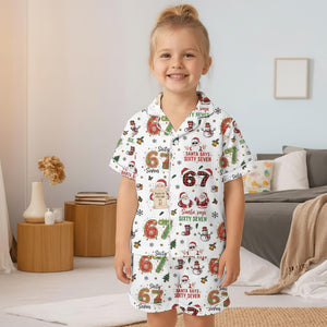 Santa Says Six Seven Meme Christmas Pajamas Set For Women and Kids LM32 897365