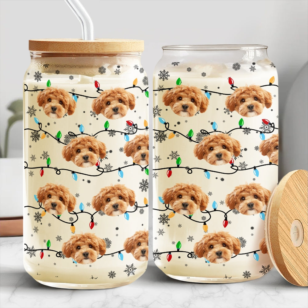 Custom Puppy Face Christmas Light Glass Can With Lid Gift For Dog Lovers CH07 896934