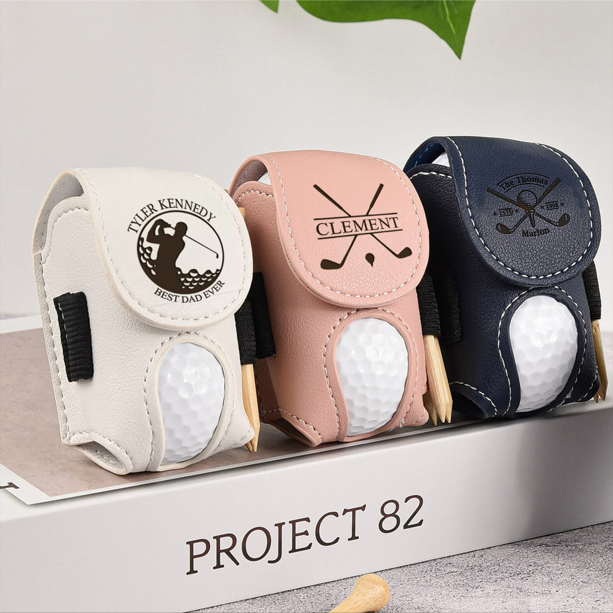 Personalized Name Leather Golf Ball Bag - Gift for Men, Dad, Boyfriend, Golf-Loving CH07 896882