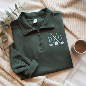 Personalized Monogram Embroidered Golf Quarter Zip Sweater, Unique Golf Enthusiast Gift, Golfers and Coaches Gift HO82 900678