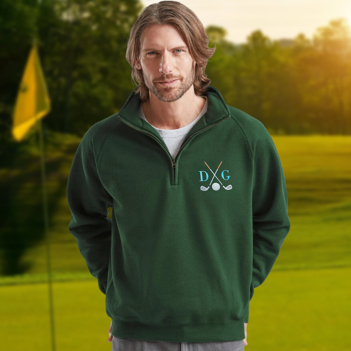 Personalized Monogram Embroidered Golf Quarter Zip Sweater, Unique Golf Enthusiast Gift, Golfers and Coaches Gift HO82 900678