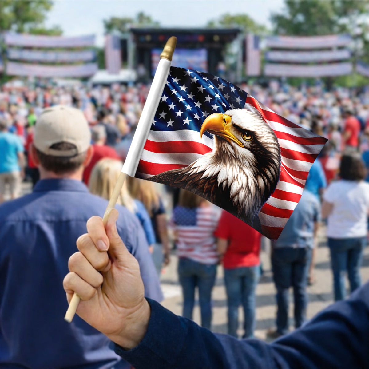 Patriotic American Eagle Independence American Handheld Flag HO82 900946