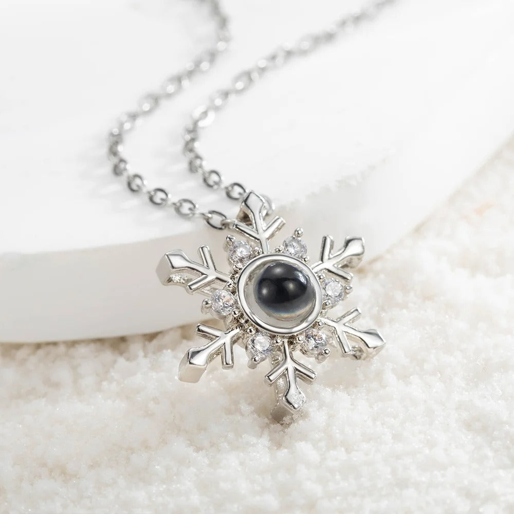 Personalised Snowflake Projection Necklace with Photo and I Love You For Couple TH10 898237