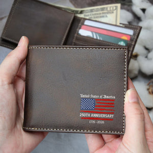 USA 250th Anniversary 1776-2026 Printed Leather Wallet Gift For Him CH07 910304