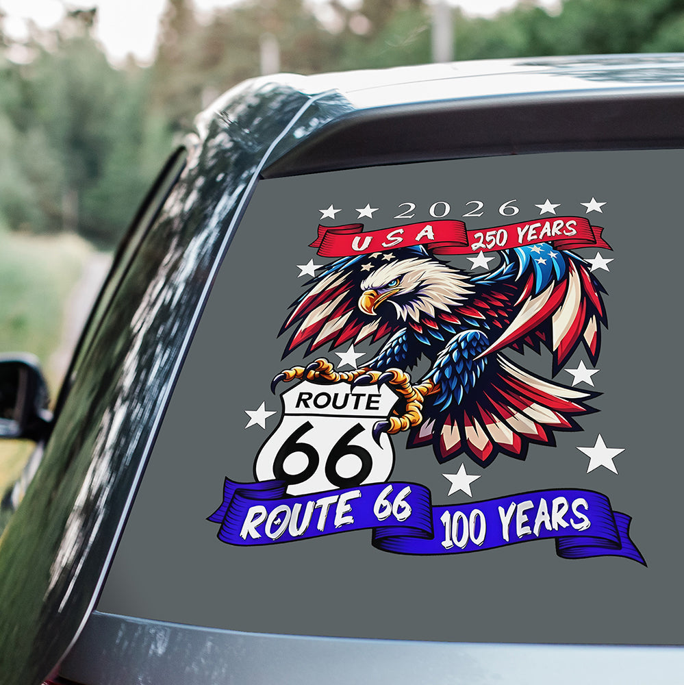 USA 250 Years, Route 66 100 Years Car Window Decal Sticker For Car Lover TH10 898465