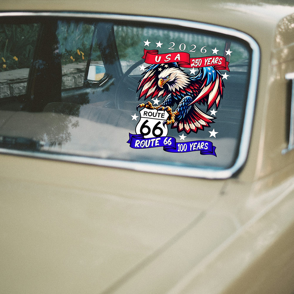 USA 250 Years, Route 66 100 Years Car Window Decal Sticker For Car Lover TH10 898465