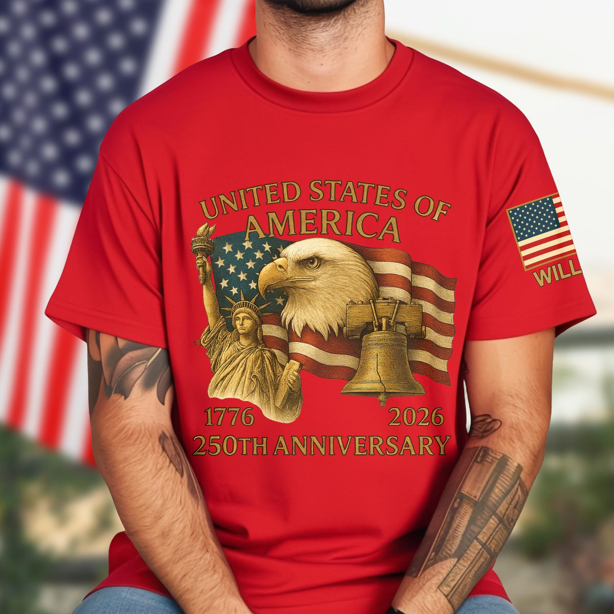 Custom Name With United State Of America 250 Years Sleeve Tee Shirt TH10 898419