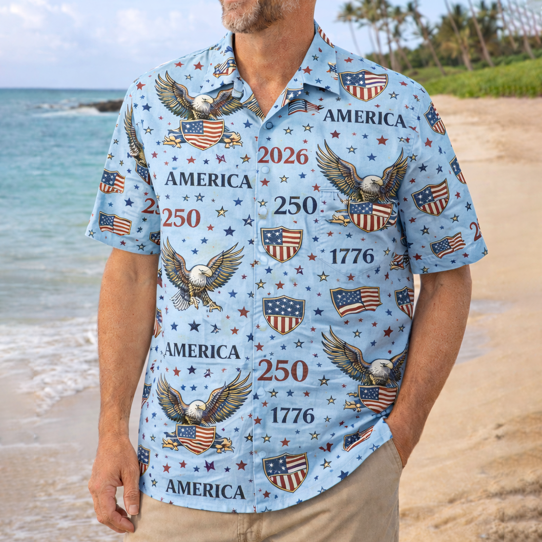 Celebrate America's 250th Anniversary Personalized Patriotic Hawaiian Shirt CH07 910438