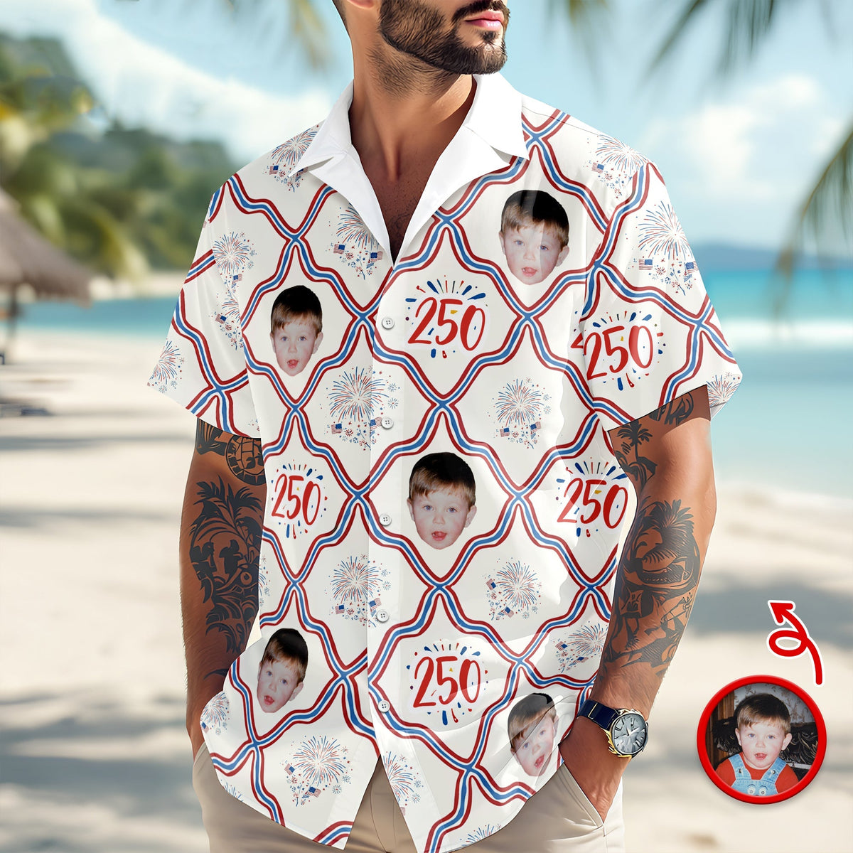 Custom Photo USA 250th Anniversary Patriotic Hawaii Shirt HA75 898818