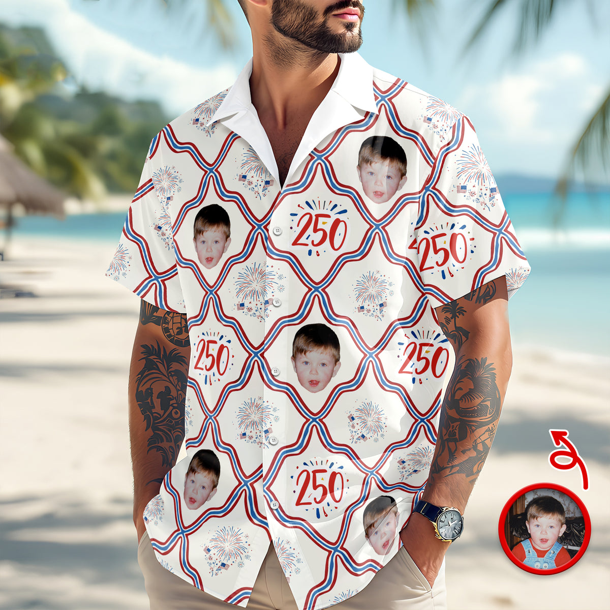 Custom Photo USA 250th Anniversary Patriotic Hawaii Shirt HA75 898818