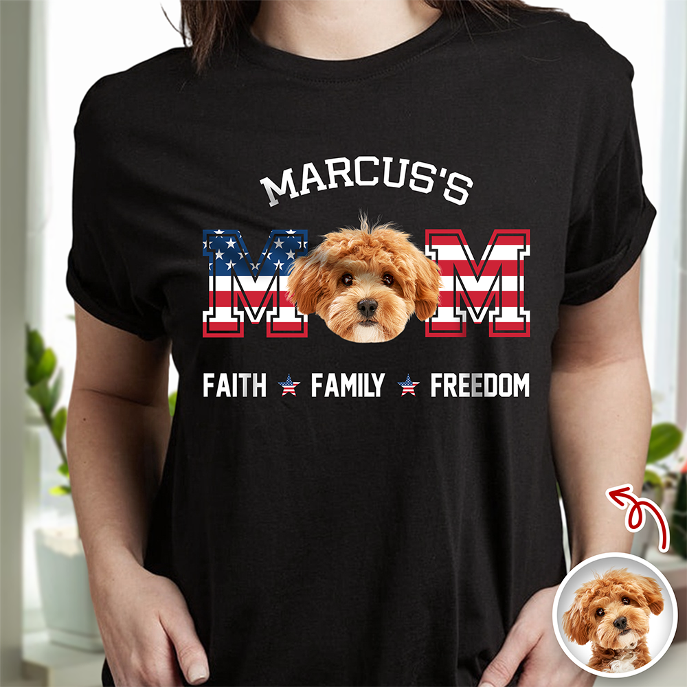 Custom Photo Dog Cat Dad Faith, Freedom & Family Dark Shirt LM32 897997
