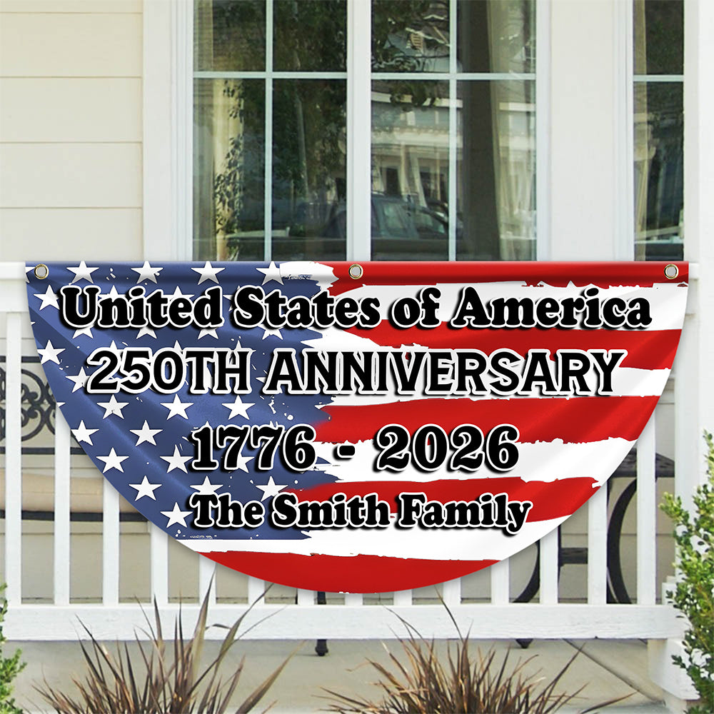 Custom Family Name USA 250th Anniversary Non-Pleated Fan Flag TH10 898295
