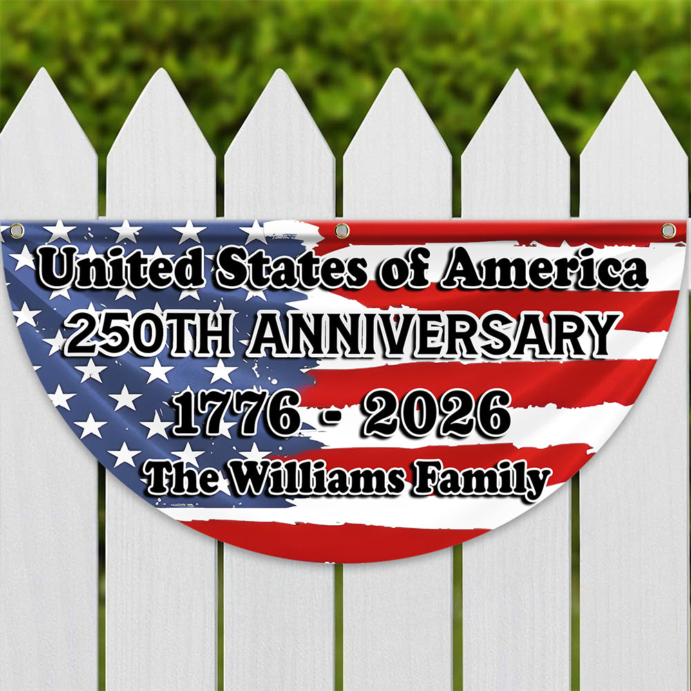 Custom Family Name USA 250th Anniversary Non-Pleated Fan Flag TH10 898295