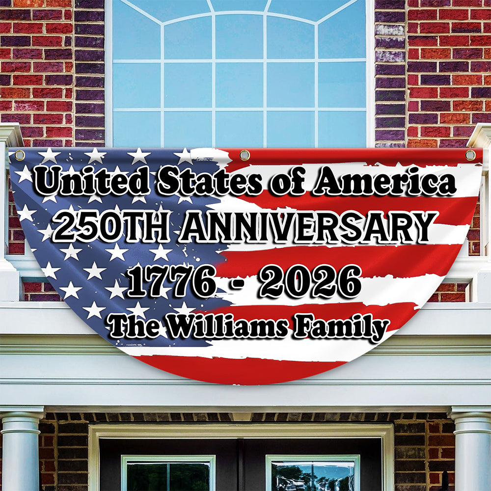 Custom Family Name USA 250th Anniversary Non-Pleated Fan Flag TH10 898295