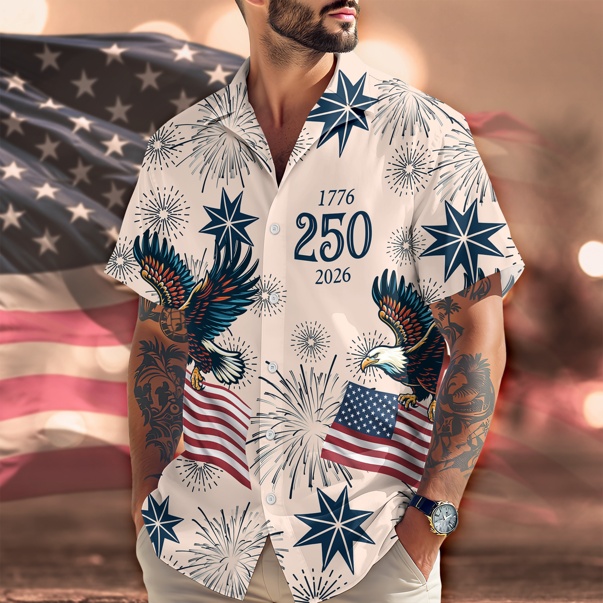 Personalized USA 250 Anniversary Eagle 1776-2026 Hawaii Shirt TH10 898325