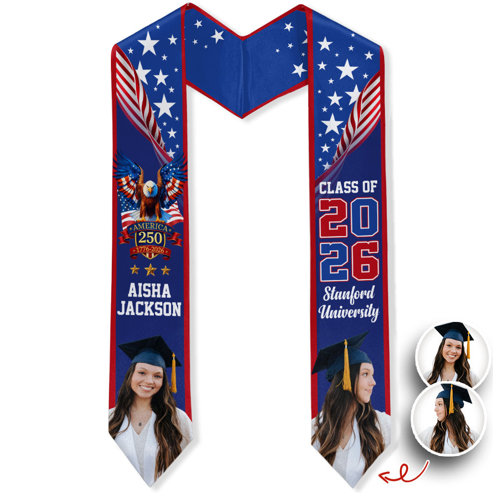 Custom Photo Class of 2026 America 250th Graduation Stole CH07 910318