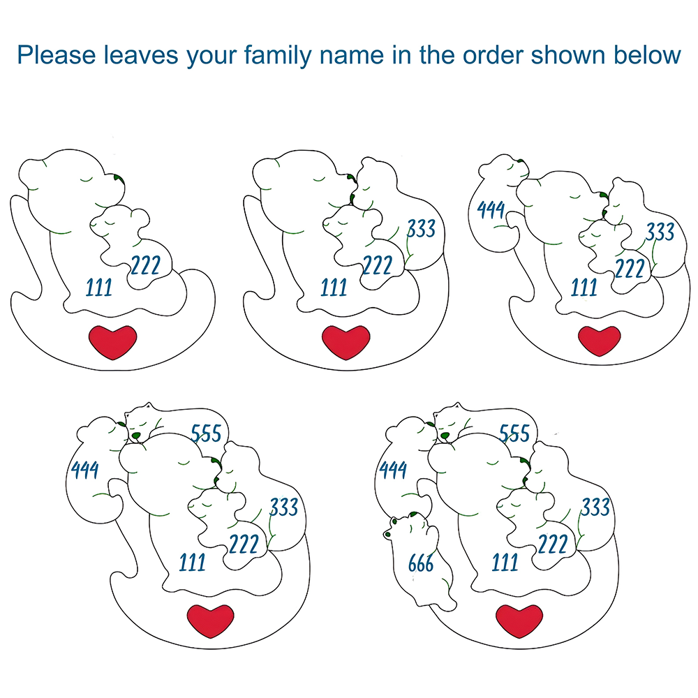 Personalized Wooden Mommy Rolling Bear Family Puzzle, Family Home Decor HA75 920738