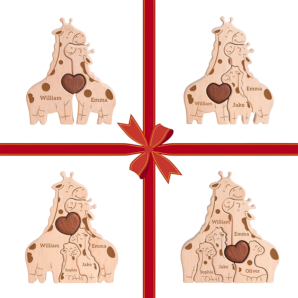 Personalized Giraffe Family Puzzle Personalized Engraved Family Name Puzzle Mother's Day Gift HA75 898886
