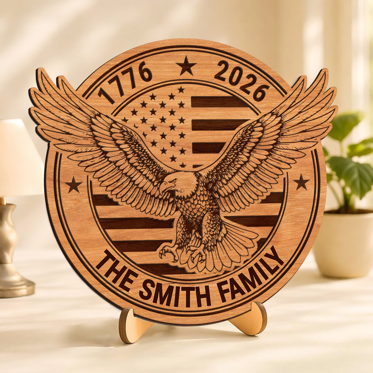 USA 250th Anniversary 1776-2026 Wooden Plaque With Stand HO82 901812