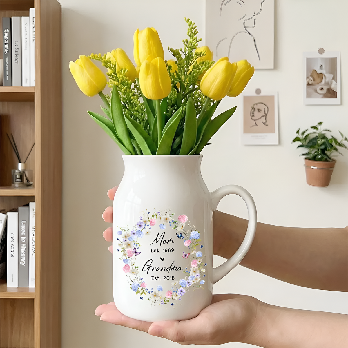 New Grandma Flower Vase Mothers Day Gift, Birthday Gift Flower Vase for Nana, Gift for Mom HA75 898998