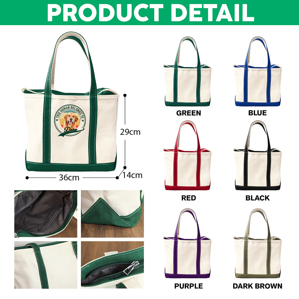 Custom Photo Human Belongs To Dog Cat Printed Monogram Beach Bag, Gift For Mother's Day, Dog Mom HO82 902020