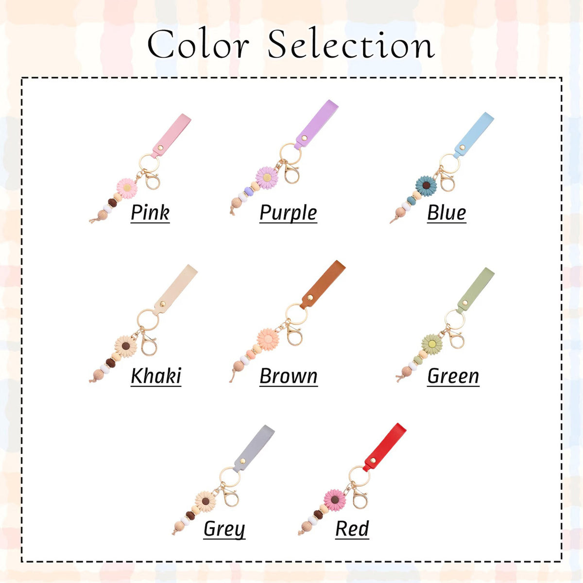 Personalized Daisy Beaded Keyring for Girls, Faux Leather Keyring, Bridesmaid Gifts, Flower Girl Gift, Mother's Day Gift, Birthday Gift HA75 920558