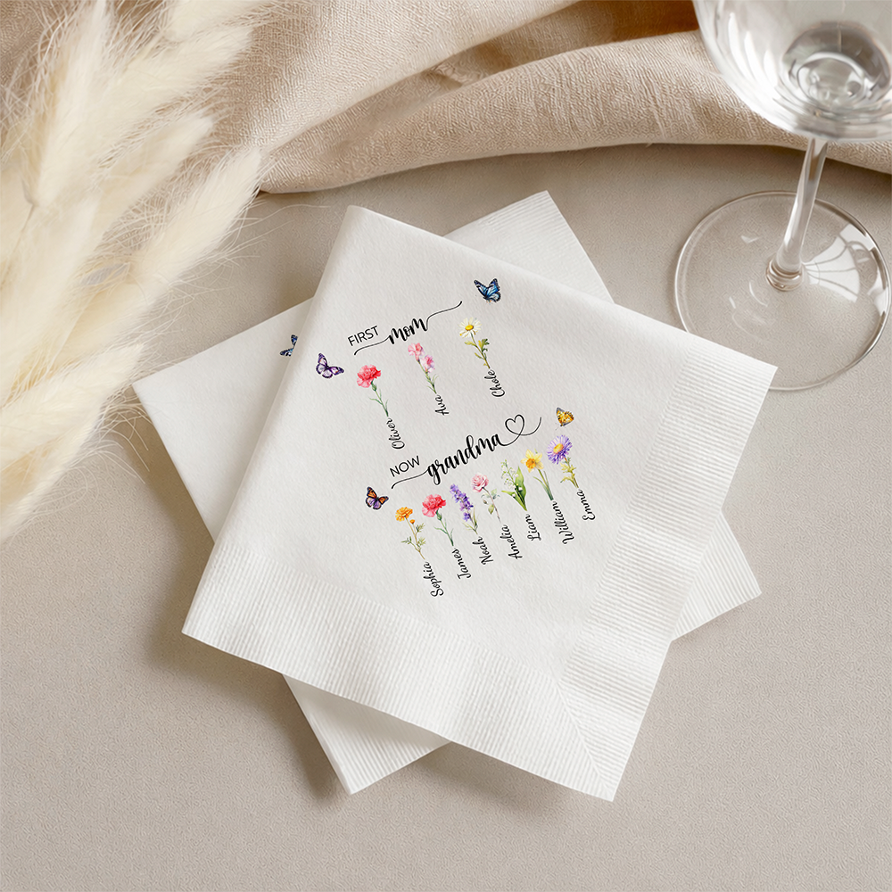 Personalized First Mom Now Grandma Flower Mother's Day Gifts Napkins for Party Decor LM32 899843