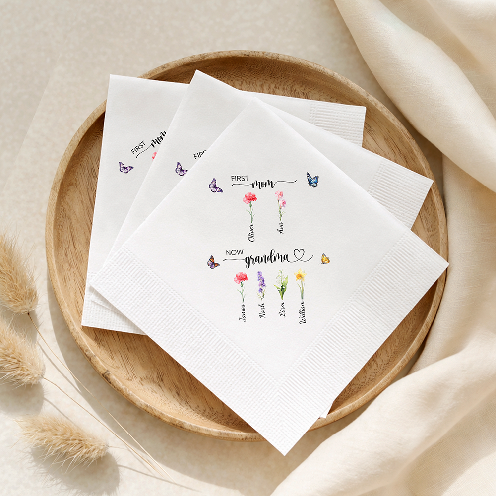 Personalized First Mom Now Grandma Flower Mother's Day Gifts Napkins for Party Decor LM32 899843