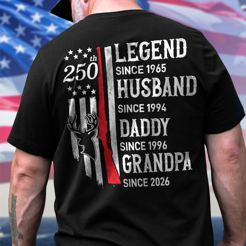 Personalized Legend, Husband since 4th of July Back Dark Shirt Gift for Hunting Dad HA75 920776