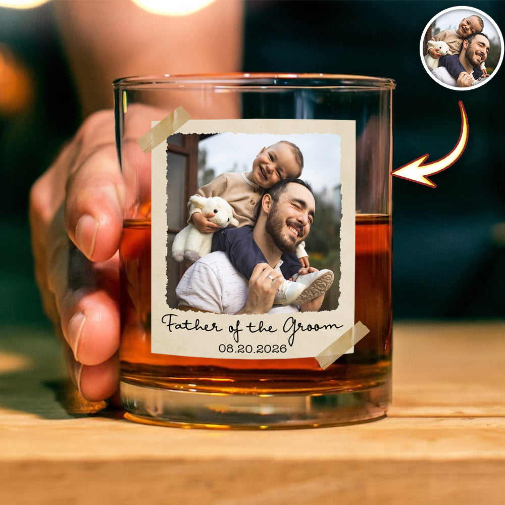 Custom Photo Father Of the Bride Or Groom Vintage Whiskey Glass - Gift for Father’s Day HO82 902318