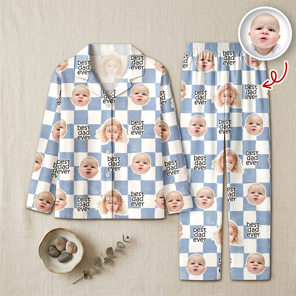 Custom Baby Face Best Dad, Mom Ever Retro Pajamas - Personalized Gift for Parents, Father's Day LM32 669007