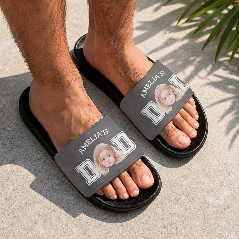 Custom Kid Photo Dad Mom Slide Sandals - Gift For Dad Mom, Father's Day HO82 902576