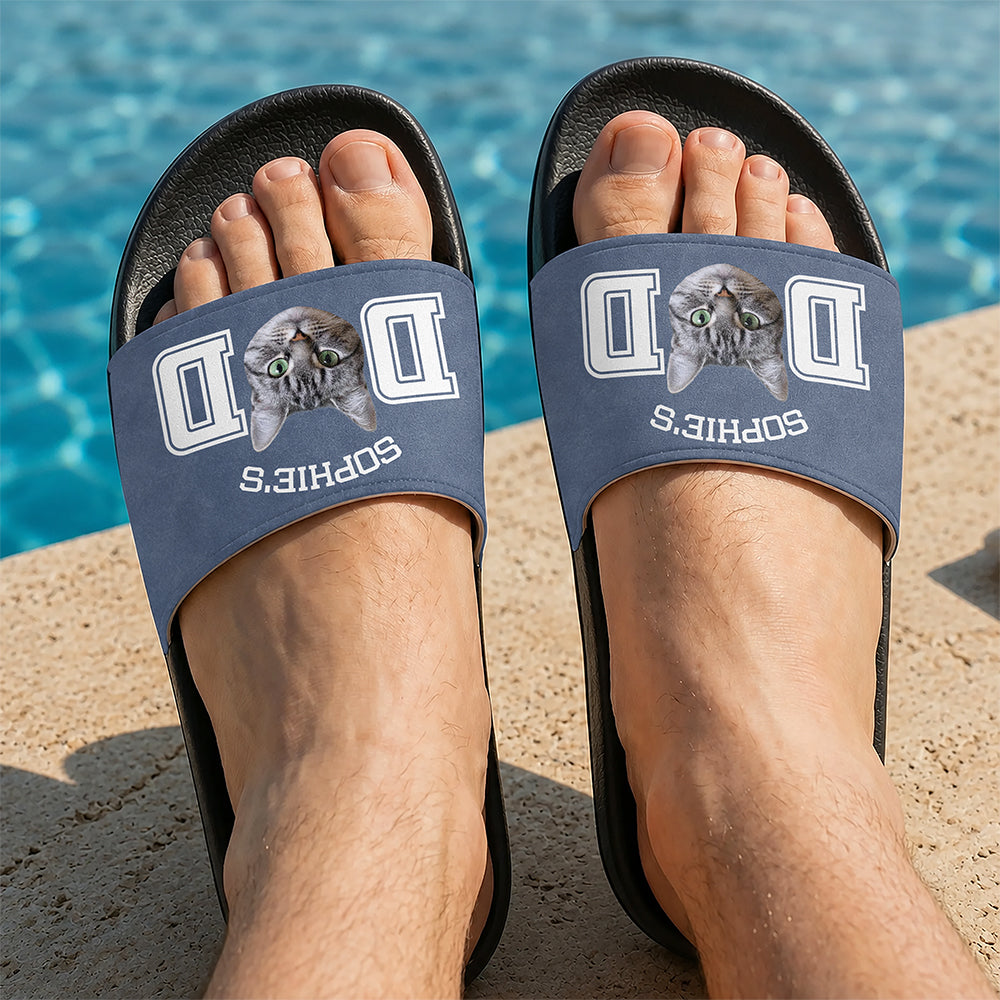 Custom Photo Cat Dad Mom Slide Sandals - Gift For Cat Lovers HO82 902578