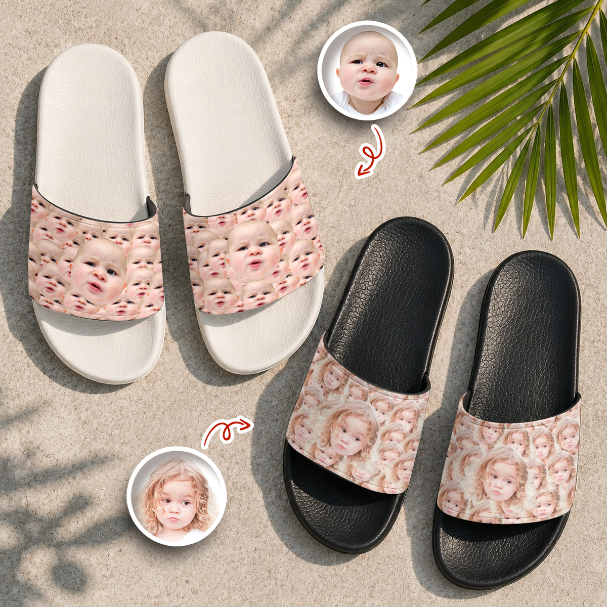 Custom Funny Kid Face Slide Sandals - Gift For Dad Mom, Father's Day HO82 902584