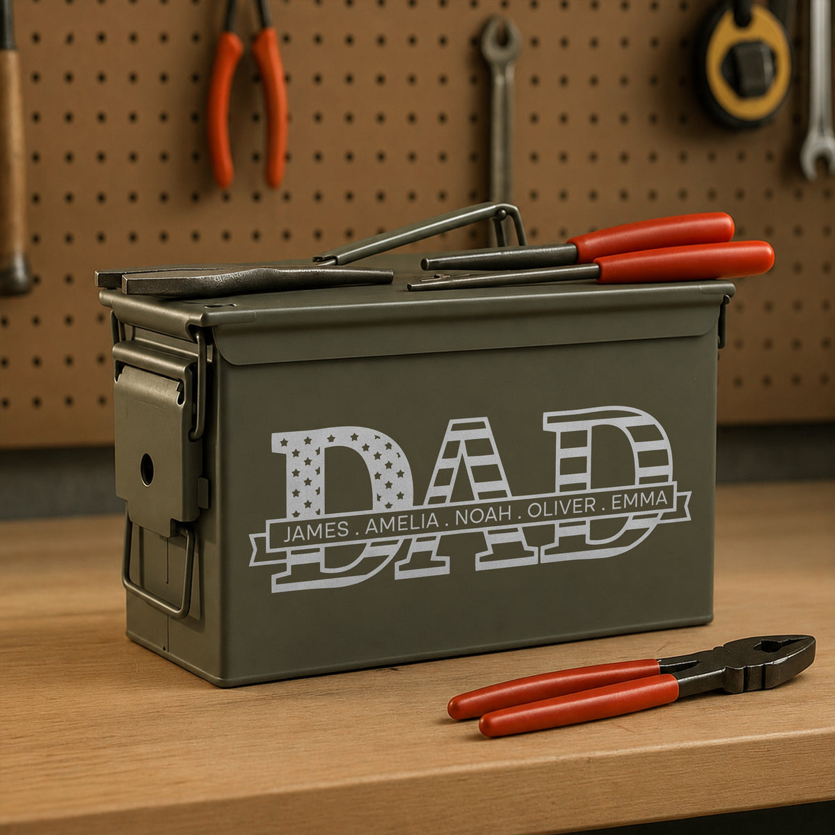 Personalized Kid Name With Dad Ammo Box, Father's Day Gifts, Gifts for Him, Dad Gifts, Gifts for Men, Personalized Gifts for Dad HO82 902656