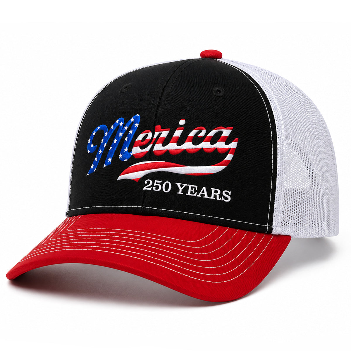 USA Patriotic Merica 250 Years Embroidered Trucker Hat HO82 902720