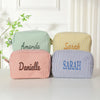 Personalized Name Monogrammed Seersucker Toiletry Bag - Gift For Mom, Girlfriend, Women, Summer Gift HO82 902942