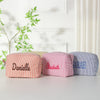 Personalized Name Monogrammed Seersucker Toiletry Bag - Gift For Mom, Girlfriend, Women, Summer Gift HO82 902942