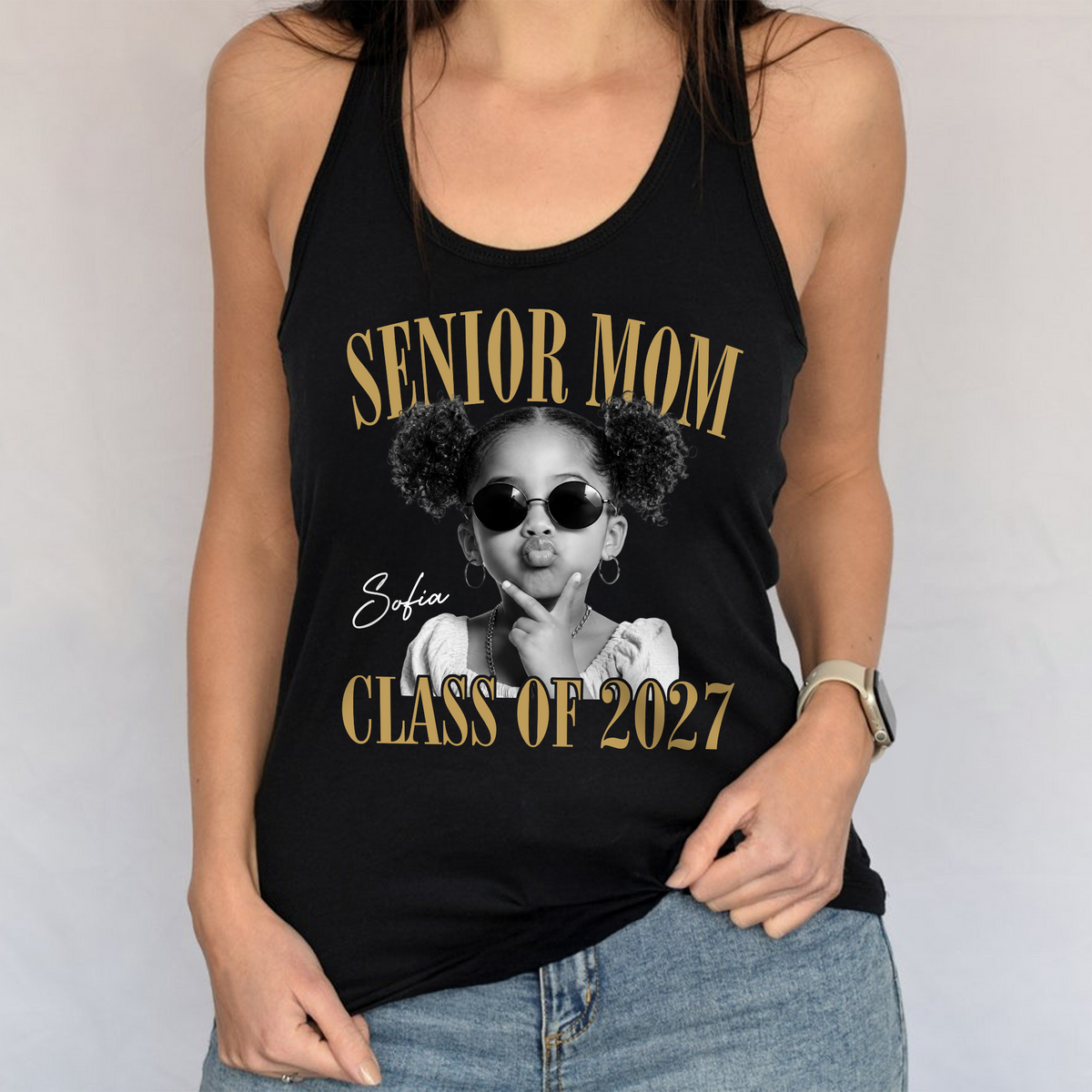 Custom Retro Senior Mom 2027 Tank Top - Personalized Class of 2027 Gift, Proud Family Gift HO82 903230