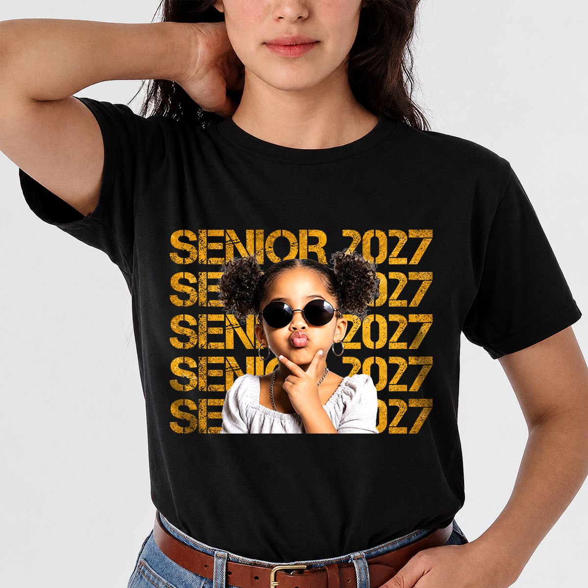 Custom Photo Senior 2027 Dark Shirt - Personalized Class of 2027 Gift, Proud Family Gift HO82 903236