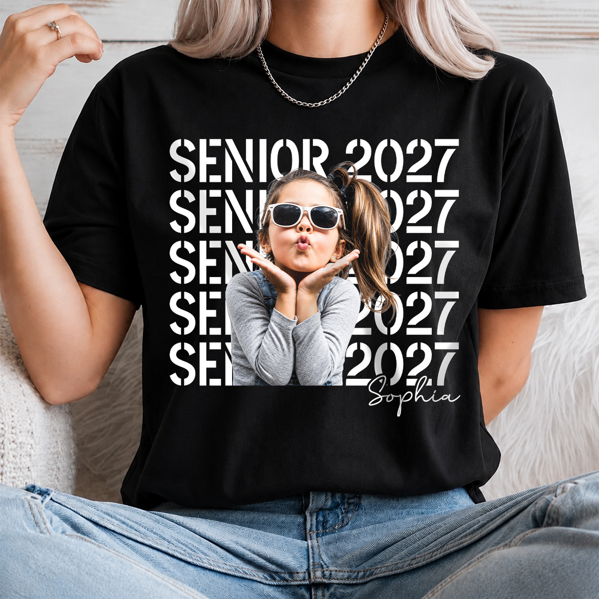 Custom Photo Senior 2027 Dark Shirt - Personalized Senior Gift, Proud Family Gift HO82 903240