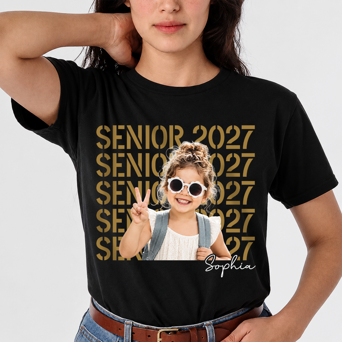 Custom Photo Senior 2027 Dark Shirt - Personalized Senior Gift, Proud Family Gift HO82 903240