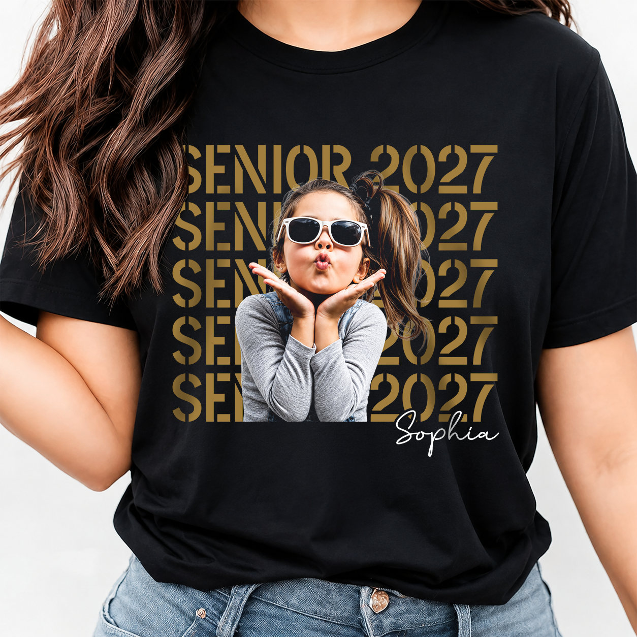 Custom Photo Senior 2027 Dark Shirt - Personalized Senior Gift, Proud Family Gift HO82 903240