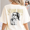 Custom Retro Photo Senior Mom EST. 2027 Back Comfort Shirt - Personalized Class of 2027 Gift, Proud Family Gift HO82 903264