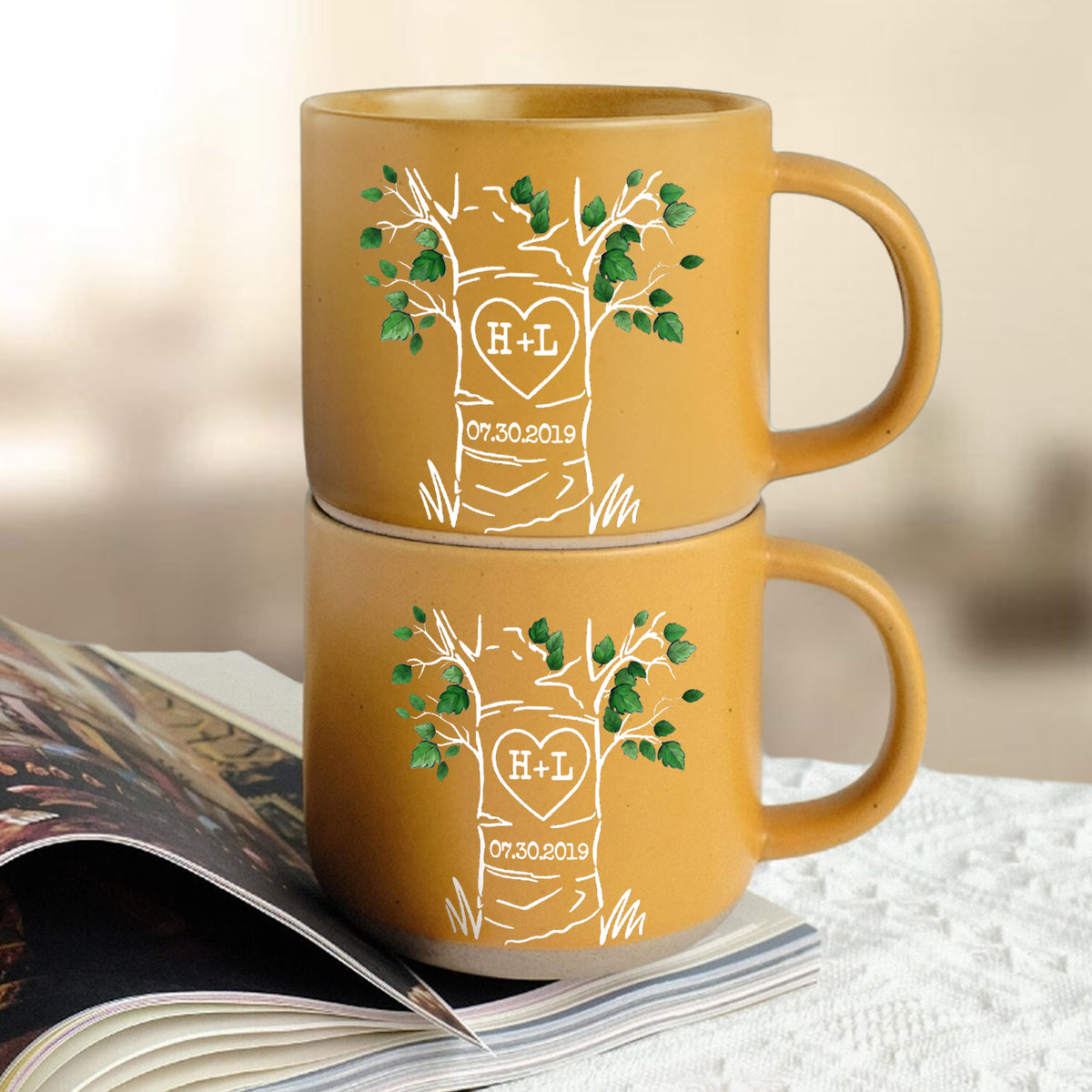 Personalized Name Wedding Anniversary Gifts Pottery Mug For Her, Him LM32 669827