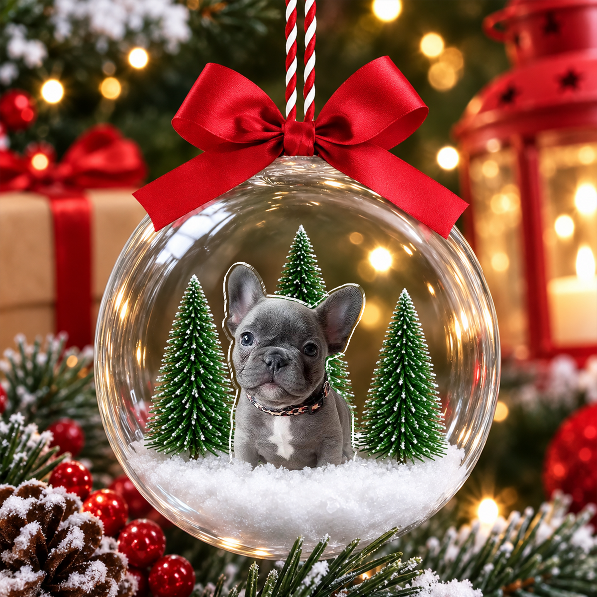 Custom Dog Photo 3D Acrylic Ball Ornament, Snow Globe Ornament For Pet Lovers HO82 903436