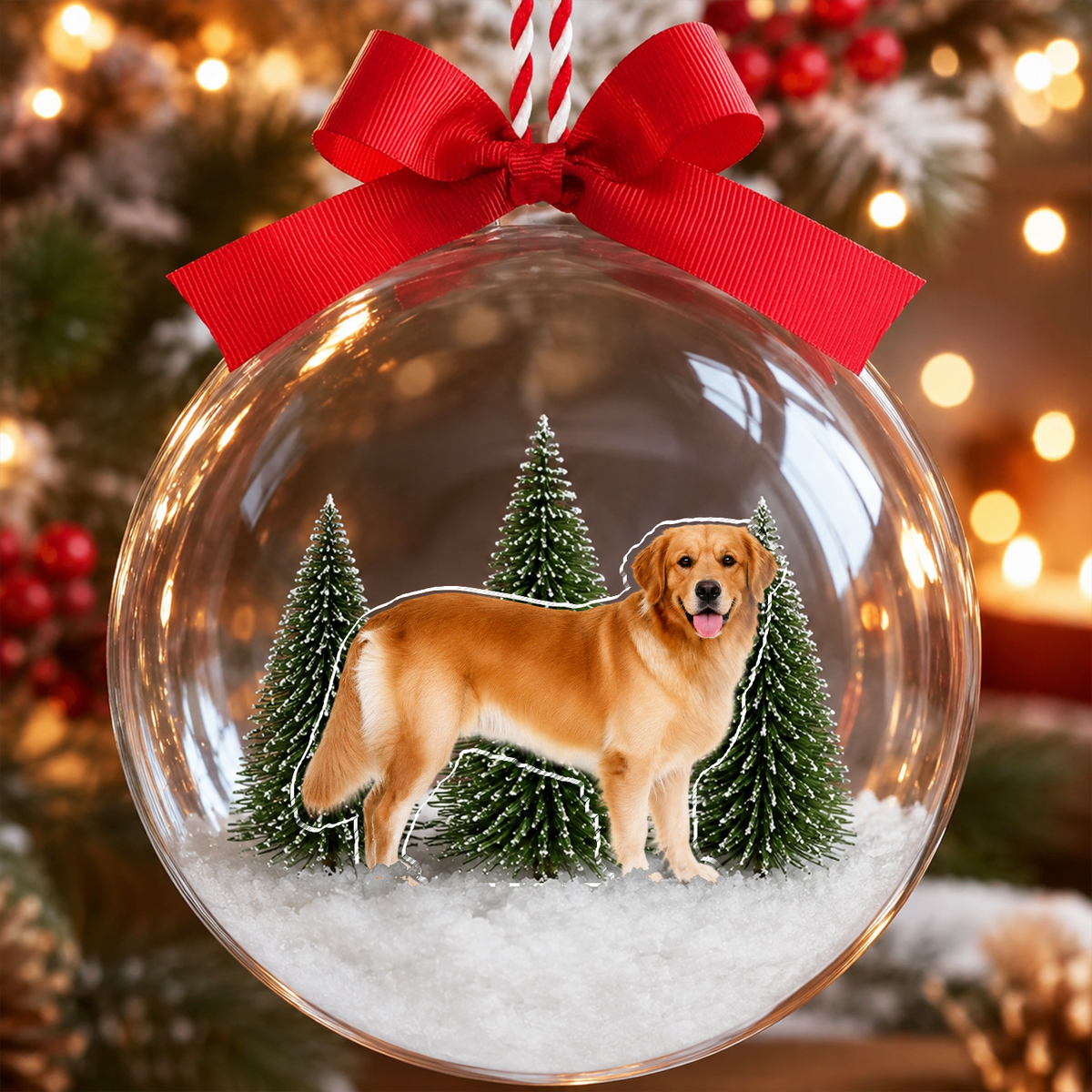 Custom Dog Photo 3D Acrylic Ball Ornament, Snow Globe Ornament For Pet Lovers HO82 903436